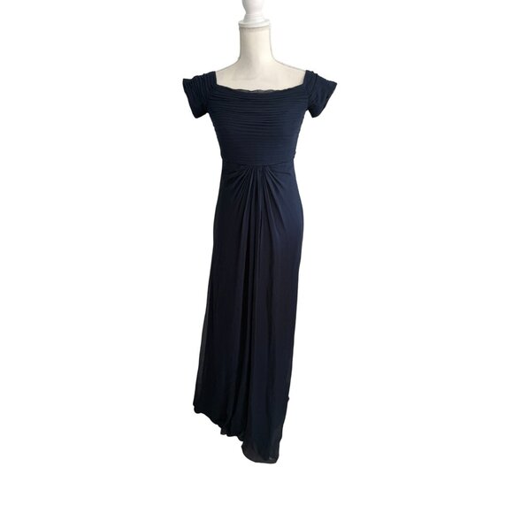 TADSHI SHOJI Vintage Navy Blue Maxi Occasion Gown Size 4 - Picture 9 of 14
